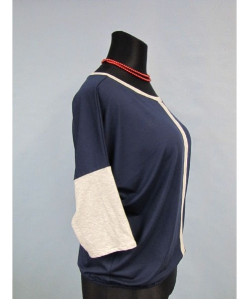 Bluzka Blanka granatowa z białymi perłowymi wstawkami